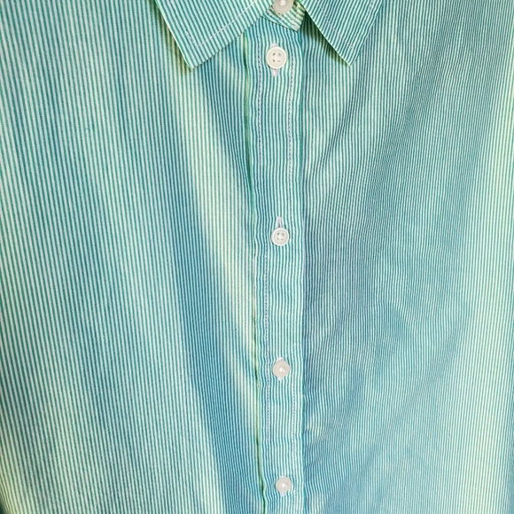 Everlane Mint Cotton Striped Cotton Button Down Shirt Top Size 10 NWT - Picture 10 of 10
